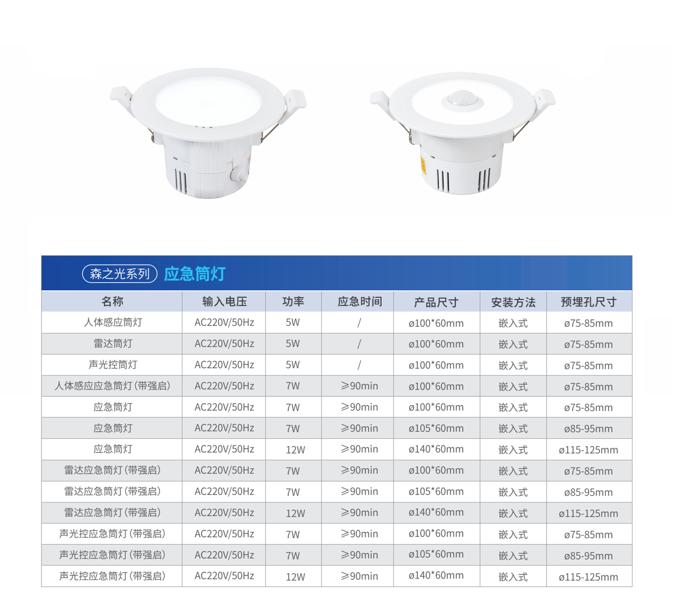 森之光系列應急筒燈
